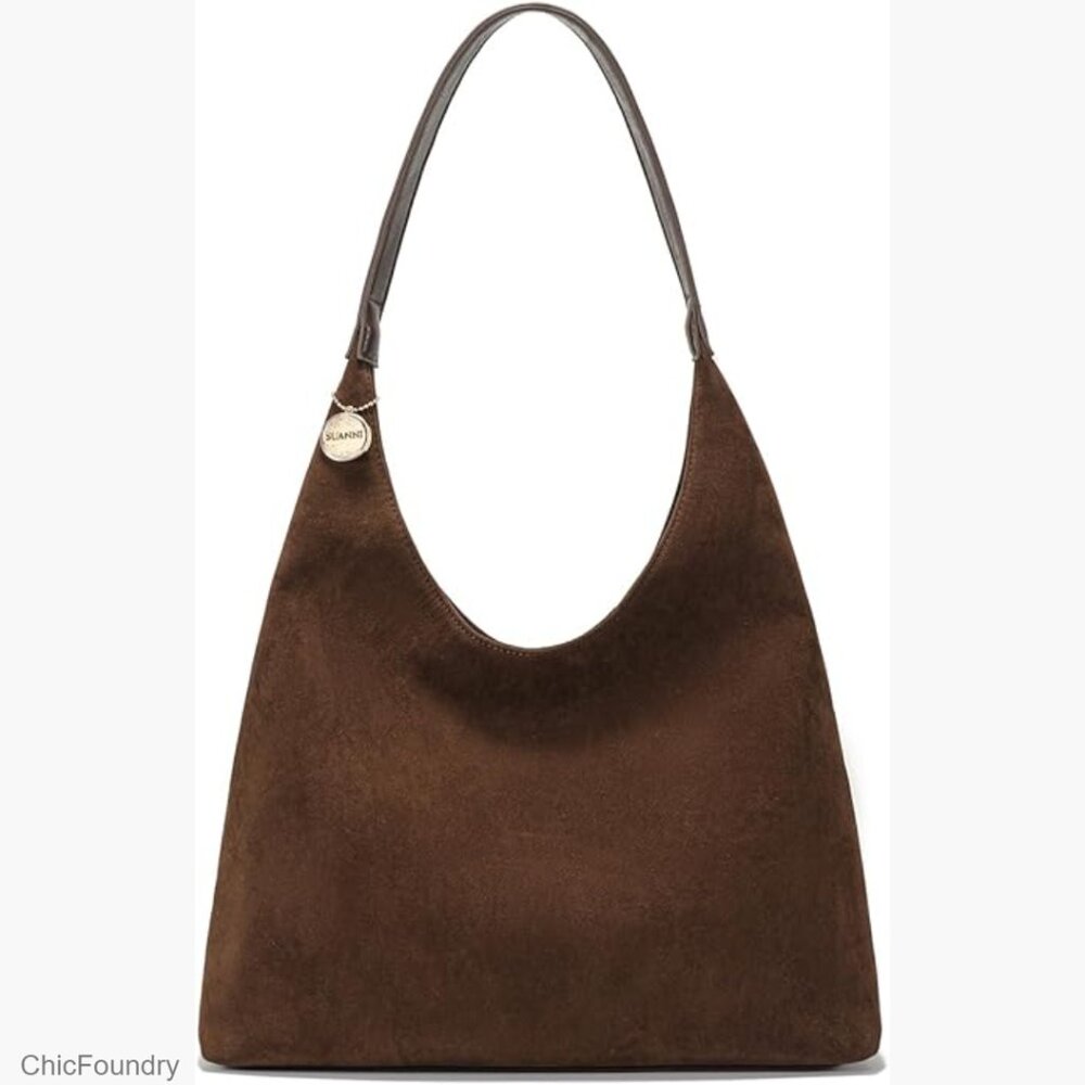 Large Slouchy Hobo Tote Bag, Vegan Leather Shoulder Purse with Zipper